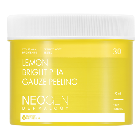 DERMALOGY LEMON BRIGHT PHA GAUZE PEELING 190ML (30 PADS)
