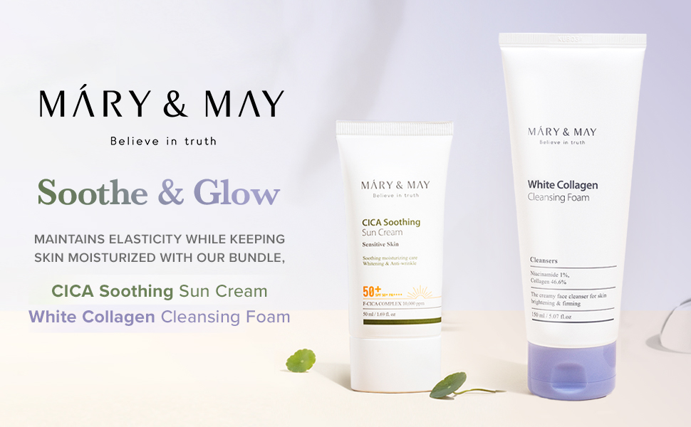 Sooth&Glow CICA soothing Sun Cream + White Collagen Cleansing Foam (promotion)