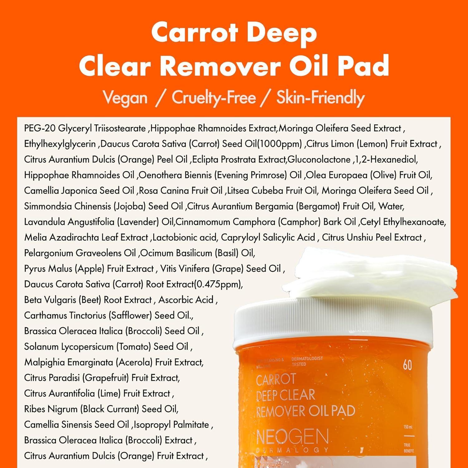 DERMALOGY CARROT DEEP CLEAR OIL PAD 150ML (60 PADS) - Image 13