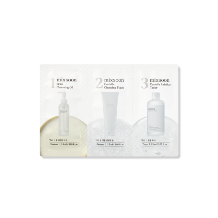 (Step 1,2,3) Bean Cleansing Oil, Centella Cleansing Foam, Centella Asiatica Toner Sachet [1.5ml*3ea]